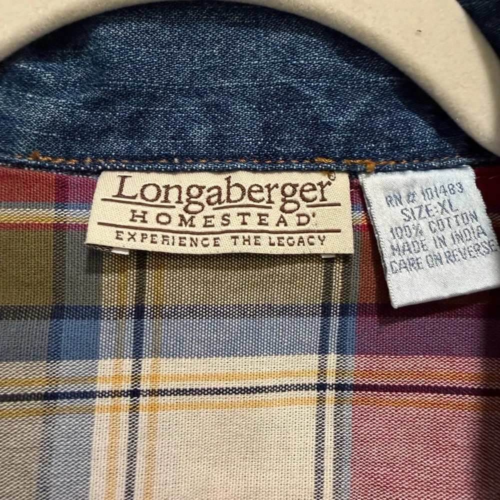 Longaberger Homestead Denim Jacket - Size XL - Embroidered Floral Basket - Picture 3 of 5